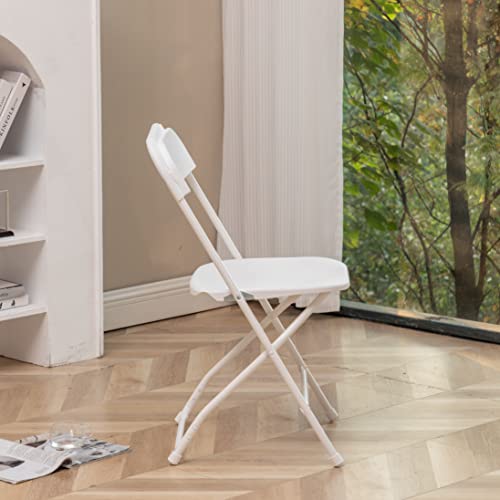 White Plastic Folding Chairs Steel Frame Set of 10 W5079