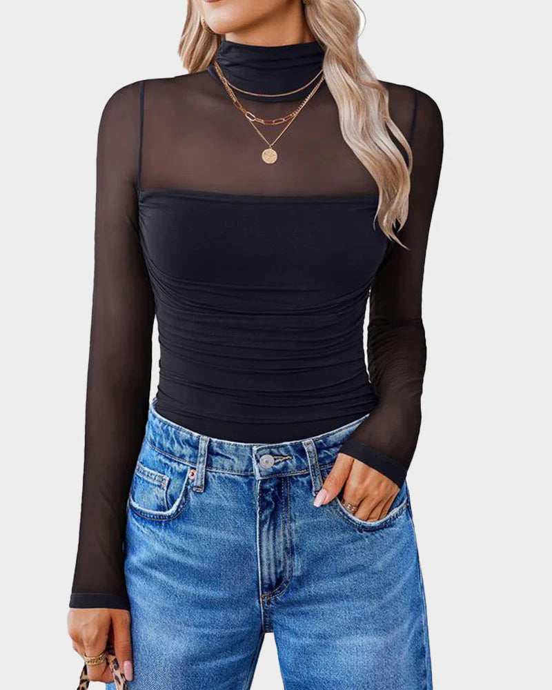 Long Sleeve Turtle Neck Bodysuit T437