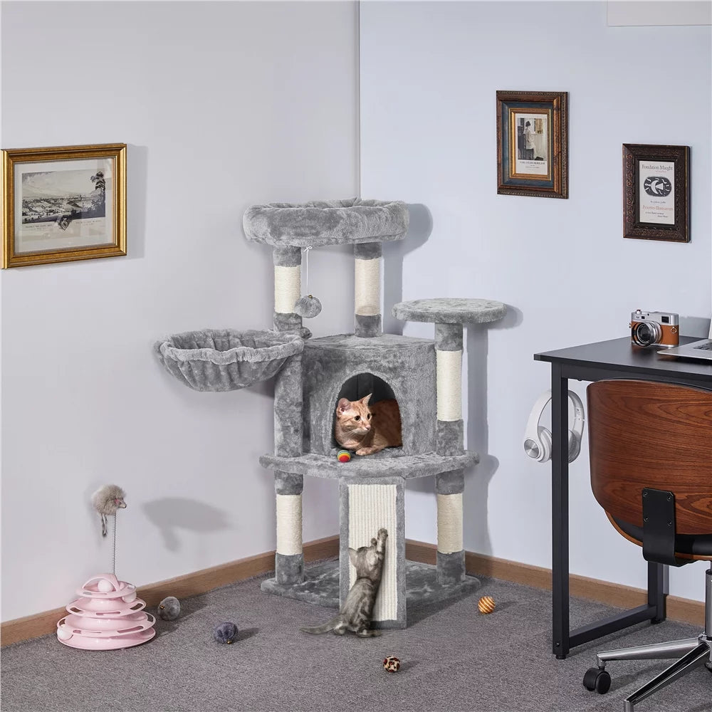 Light Gray Multilevel Cat Tree Tower with Condo and Perches C66100