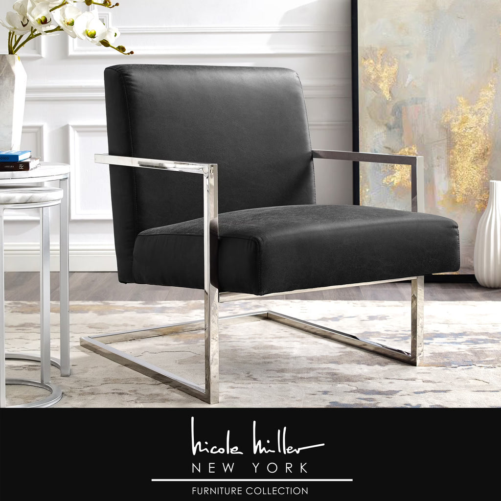 Charcoal PU Leather Accent Chair J103194