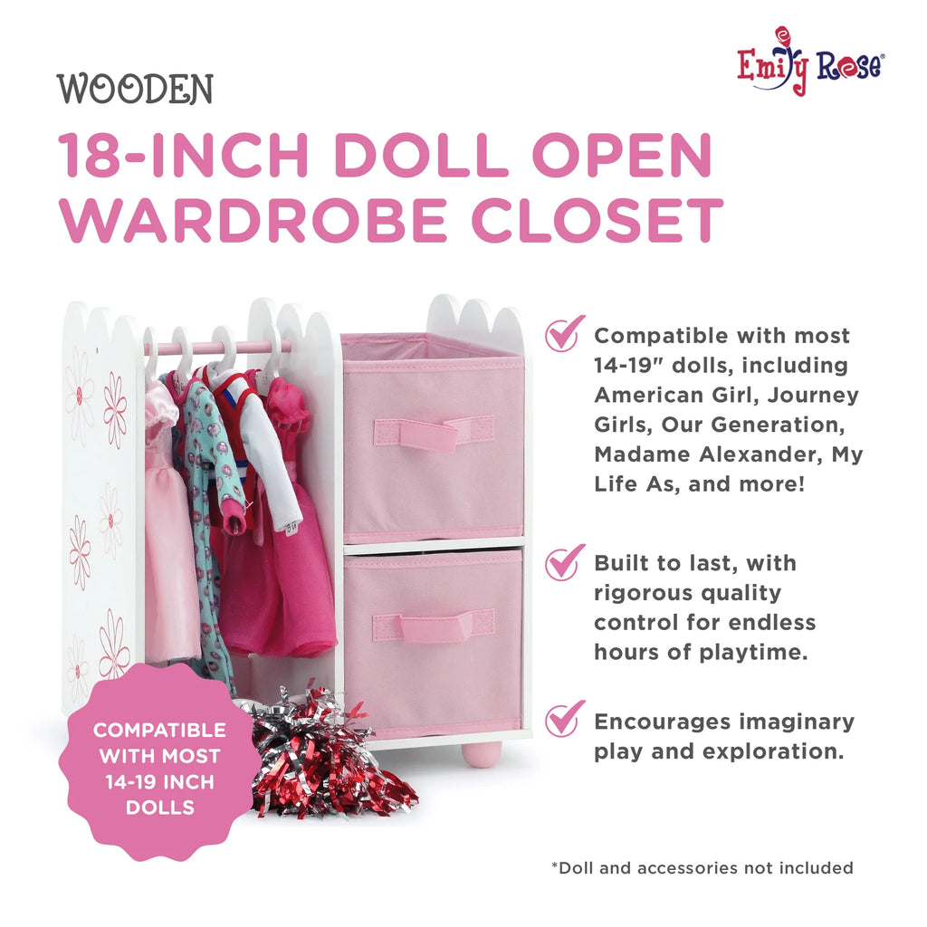 Pink Open Wardrobe Closet with 2 Storage Bins and 5 Clothes Hangers M99473