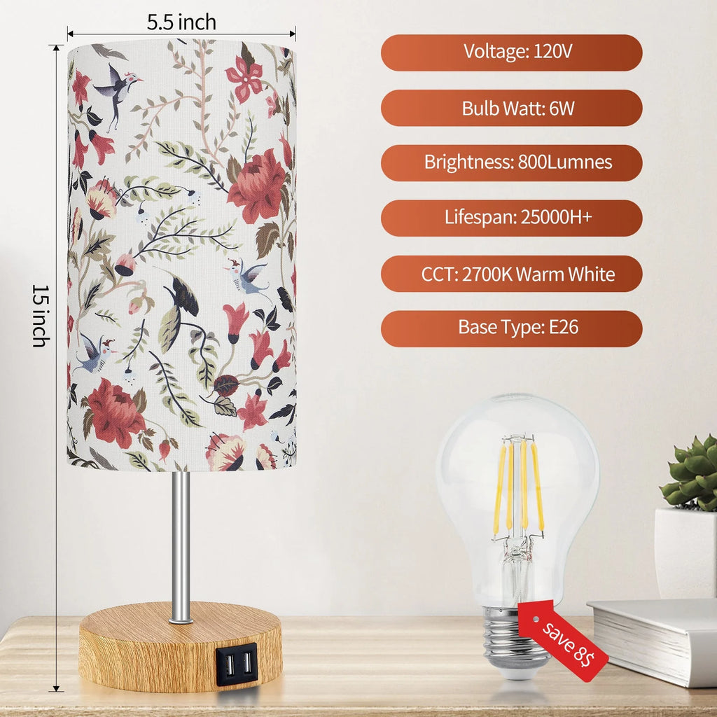 15" Touch Control Table Lamp with Dual USB Ports C931