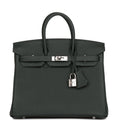 Birkin 25 Vert Fonce Togo Palladium Hardware U766741