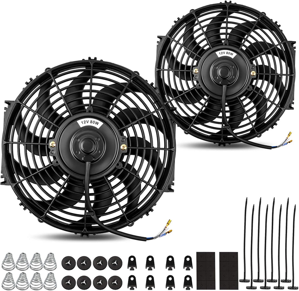 2x12 Inch Electric Radiator Cooling Fan 1750 CFM 12 Volts 80 Watts Pack of 2 U1468