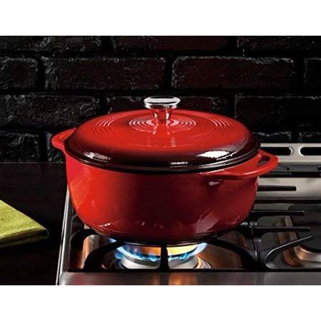 Enameled Cast Iron Dutch Oven with Loop Handles, 6 Quart, Red E52481