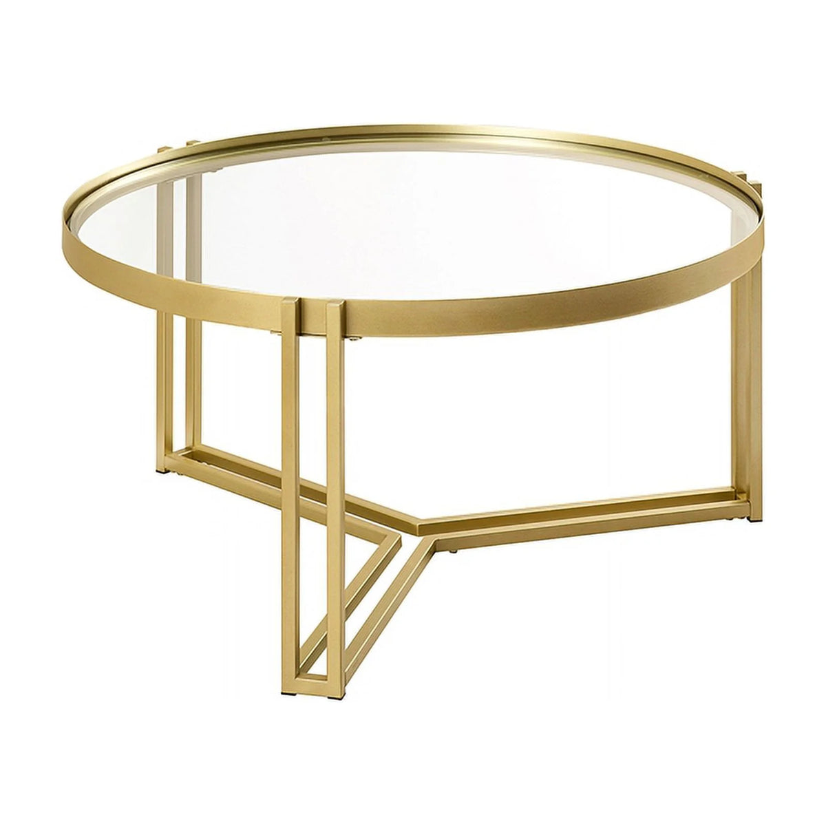 Round Glass and Metal Coffee Table J559104