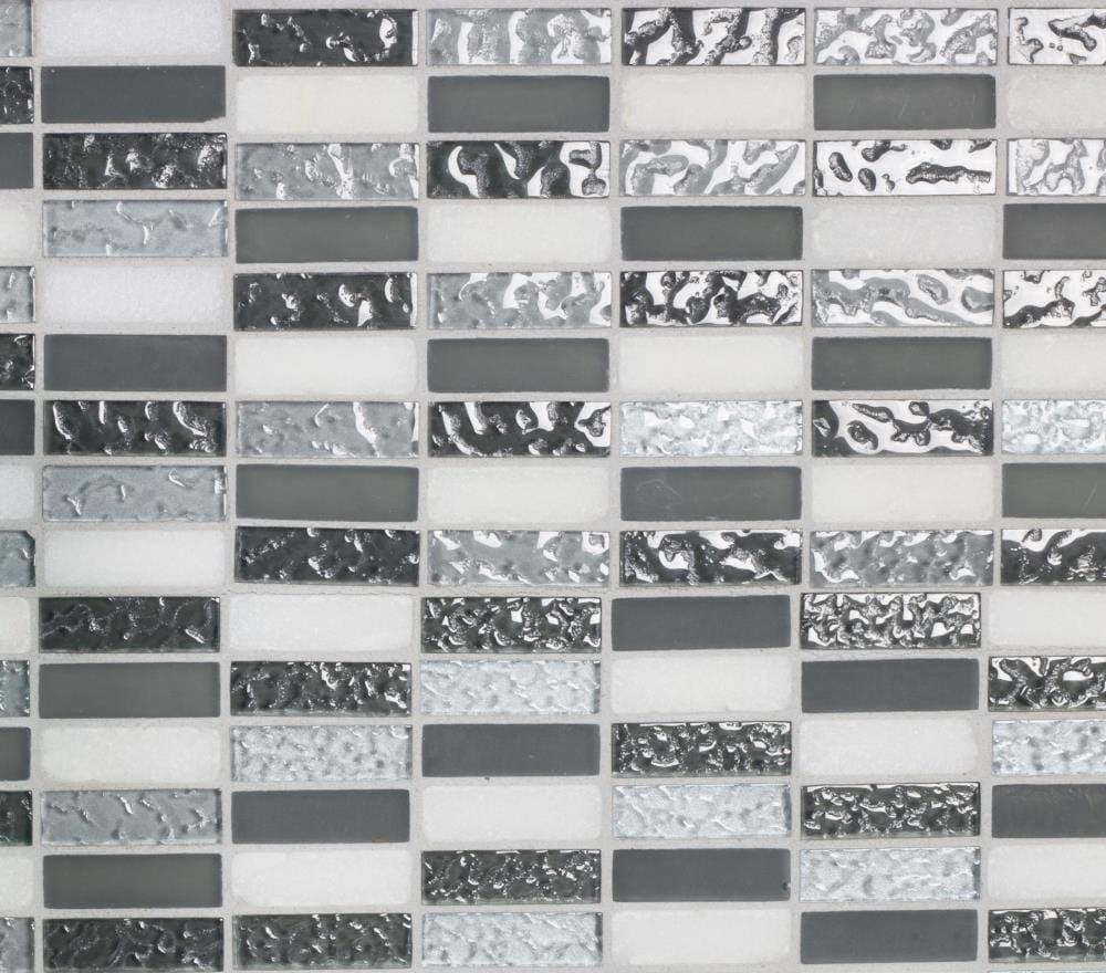 Gray Glass/Stone Rectangle Mosaic Tile N394