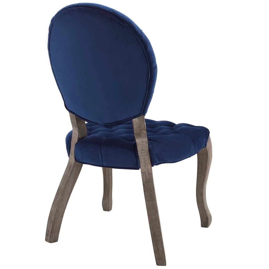 Navy Blue Velvet Wood Side Chair V109819
