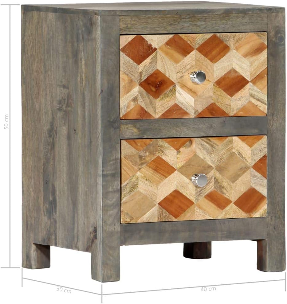 Gray Solid Mango Wood Bedside Cabinet G474