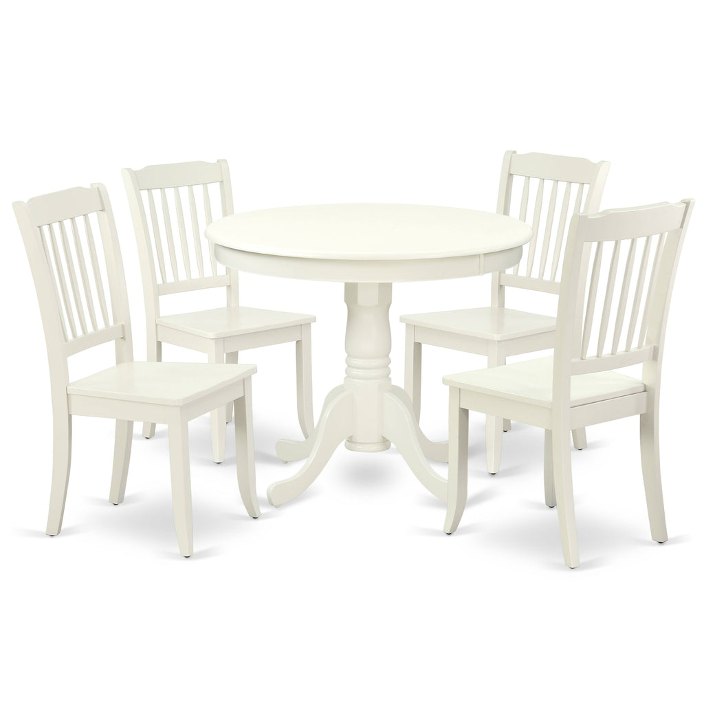 5pc Round 36 inch Table and 4 Vertical Slatted Chairs M792