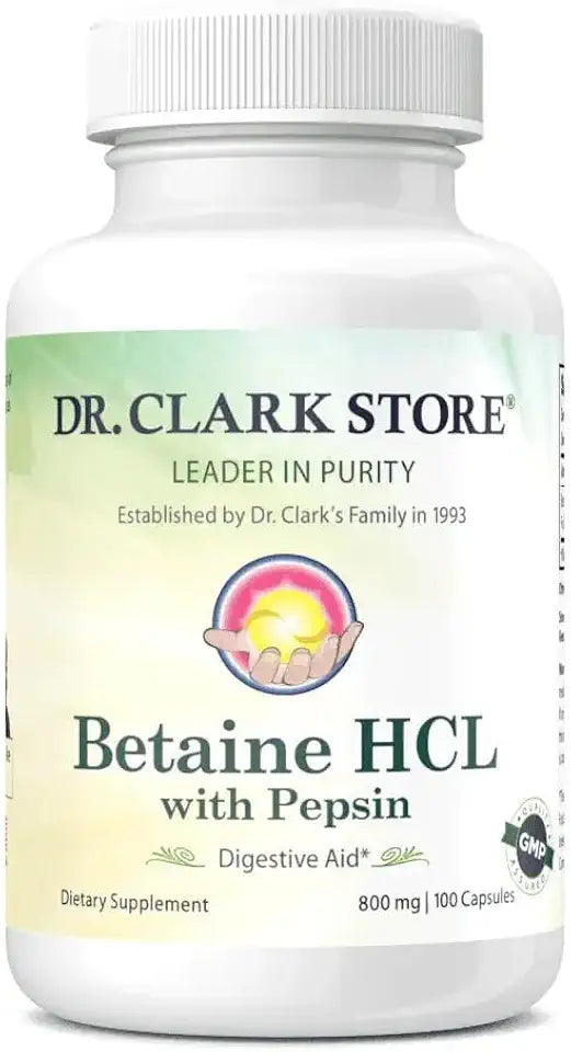 Betaine HCL Supplement with Pepsin, 800mg, 100 Gelatin Capsules D4567