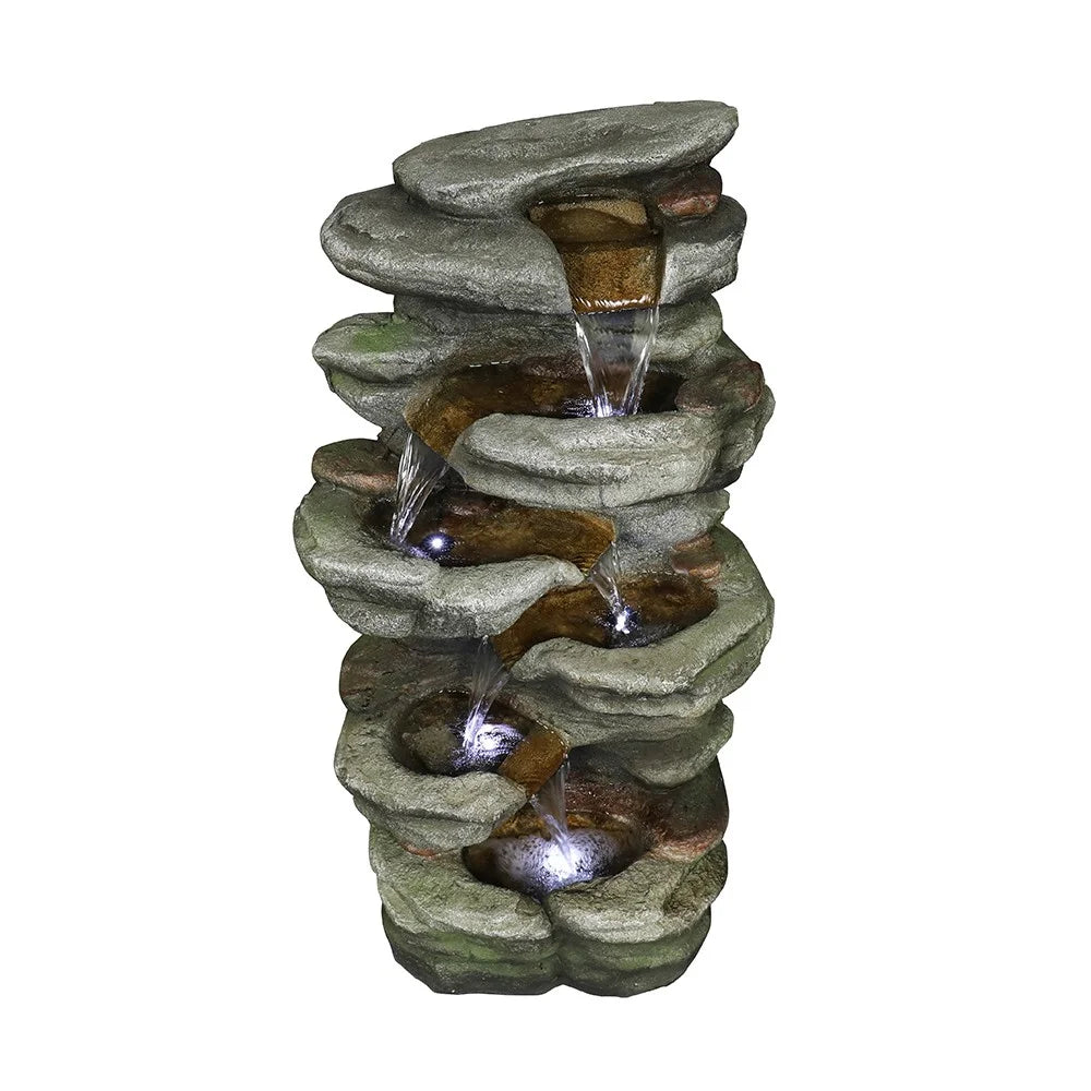 5-Tier Rock Water Fountain with LED Q5584