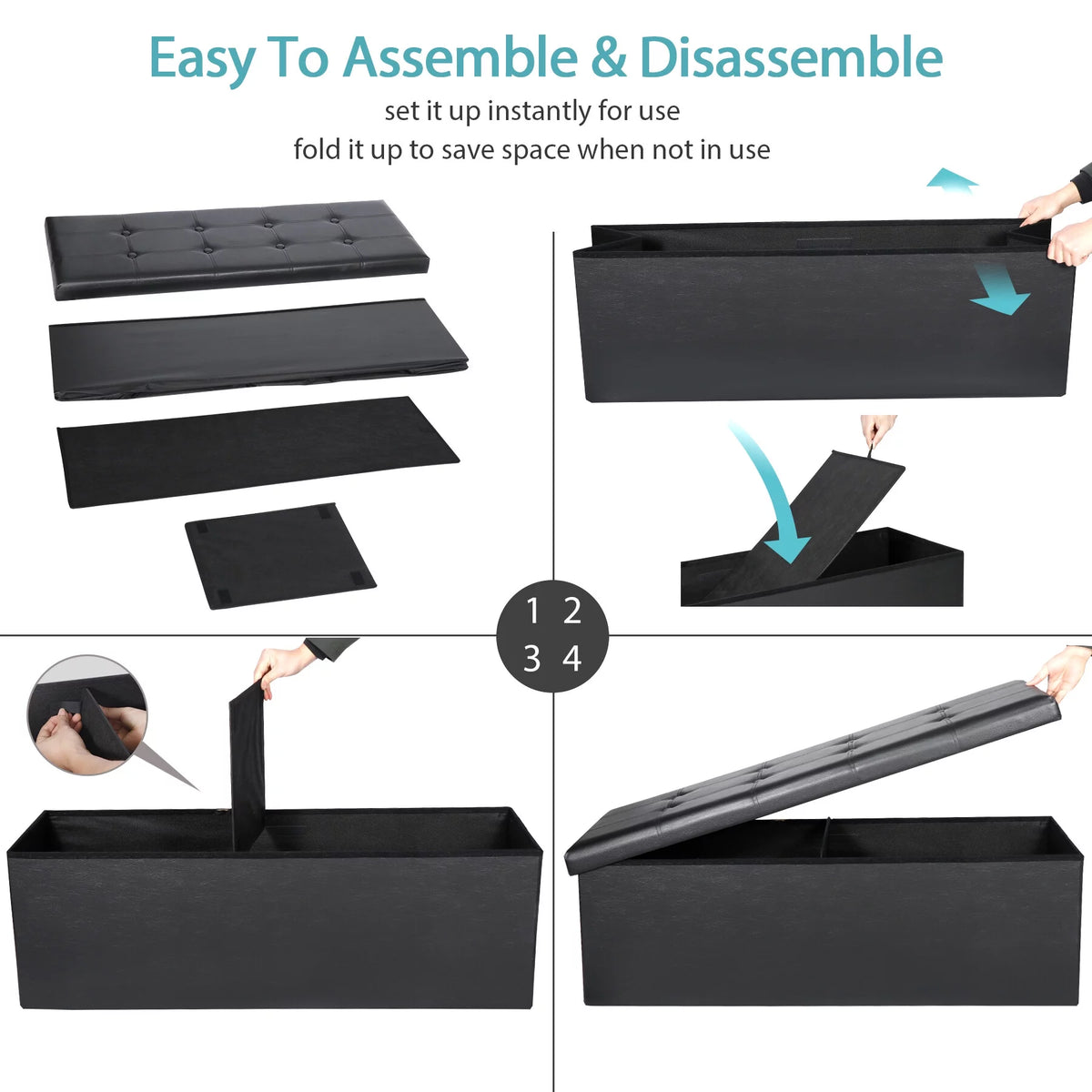 43 Inches Folding Storage Ottoman Bench K9897