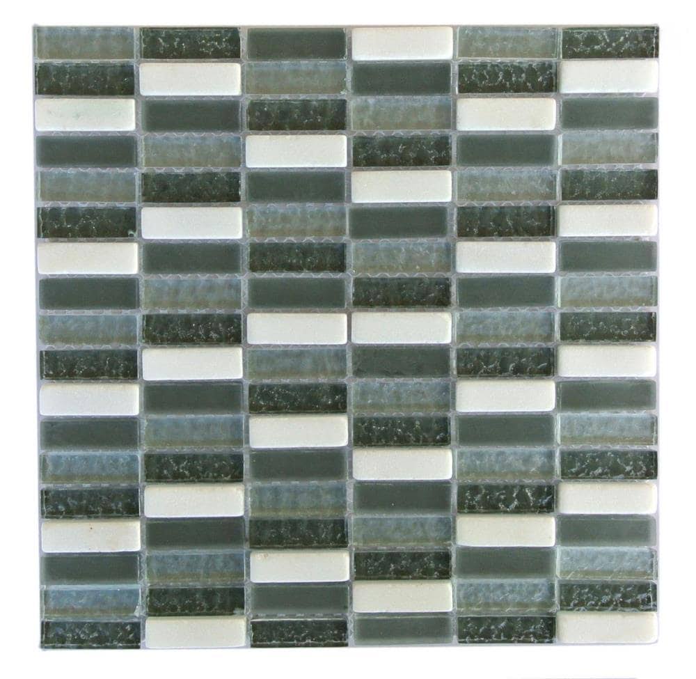 Gray Glass/Stone Rectangle Mosaic Tile N394
