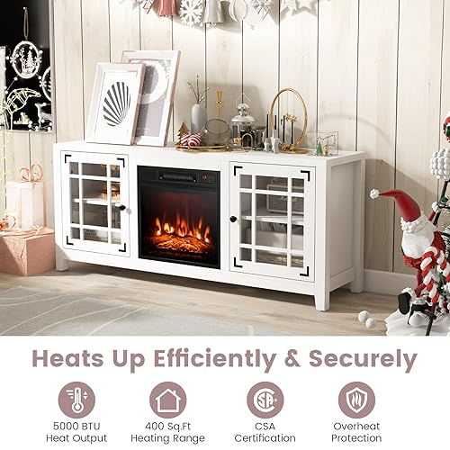 58 Inch TV Console with Electric Fireplace Insert P168