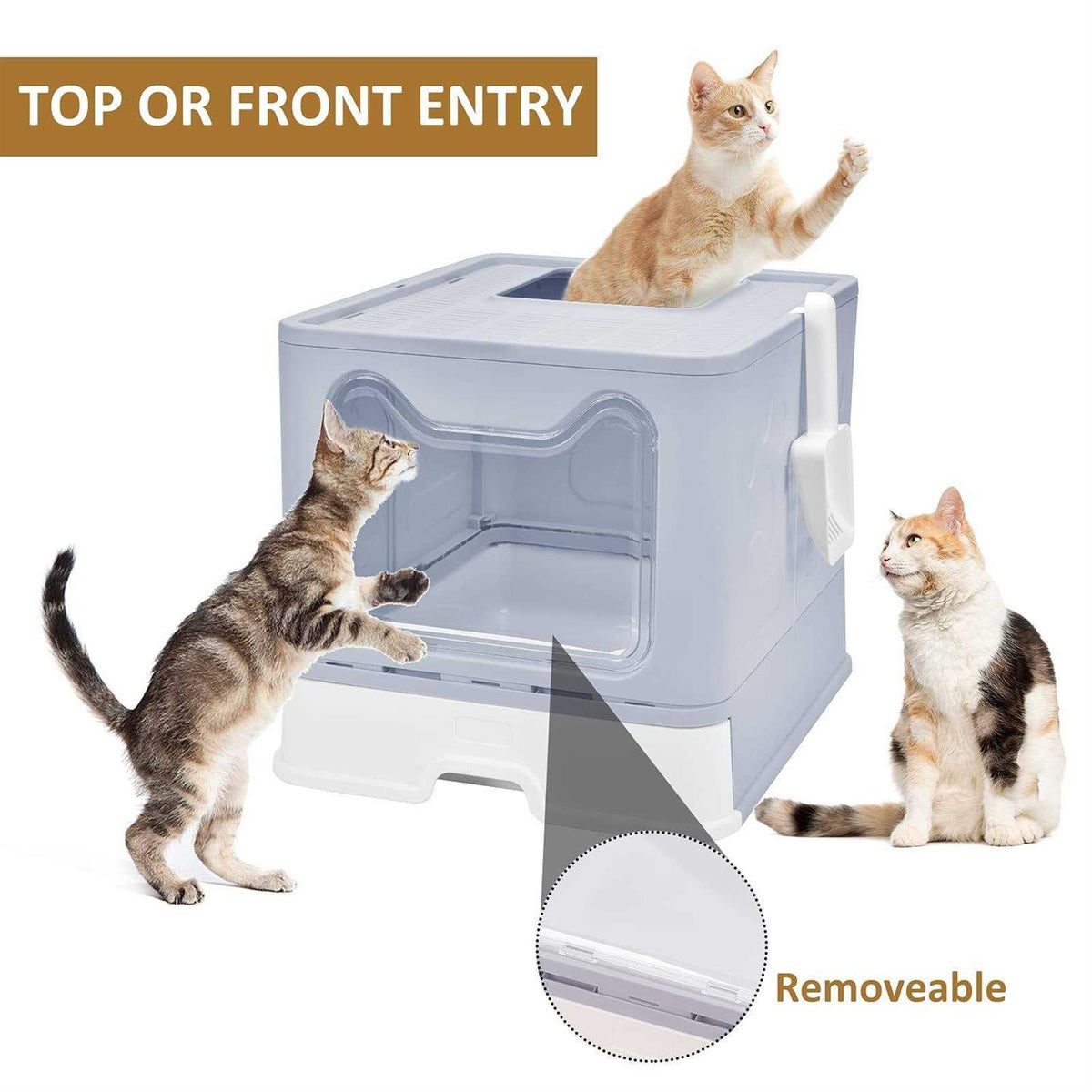 Foldable Cat Litter Box with Lid A687438