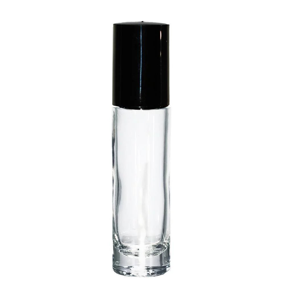 1/3 oz. Clear Glass Roll-on Bottle with Black Cap T723923