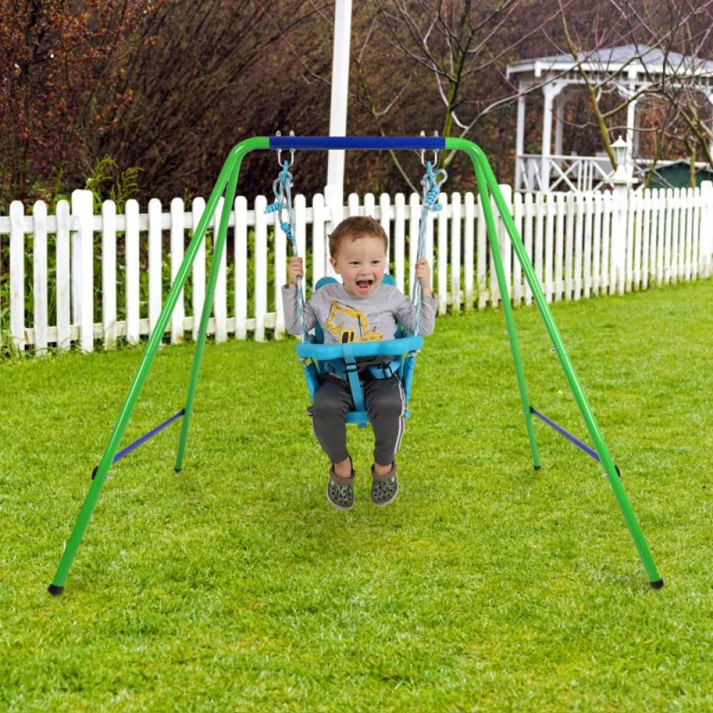 Folding Heavy Duty Toddler Swing Set with Baby Seat Y99579