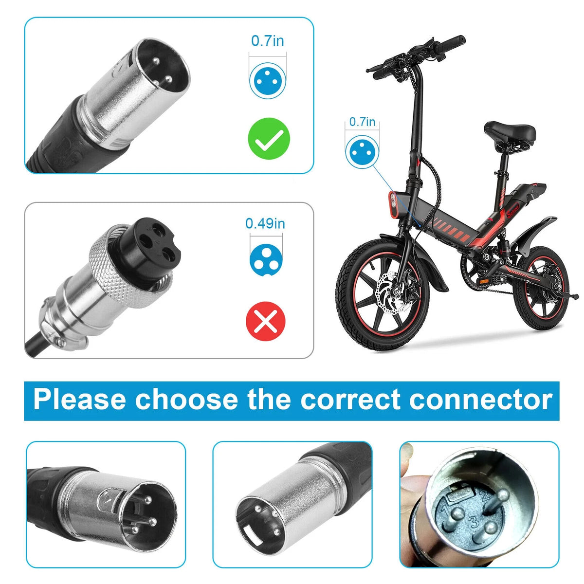 54.6V 2A Charger for 48 Volt Li-Ion Battery Pack Electric Bike D158