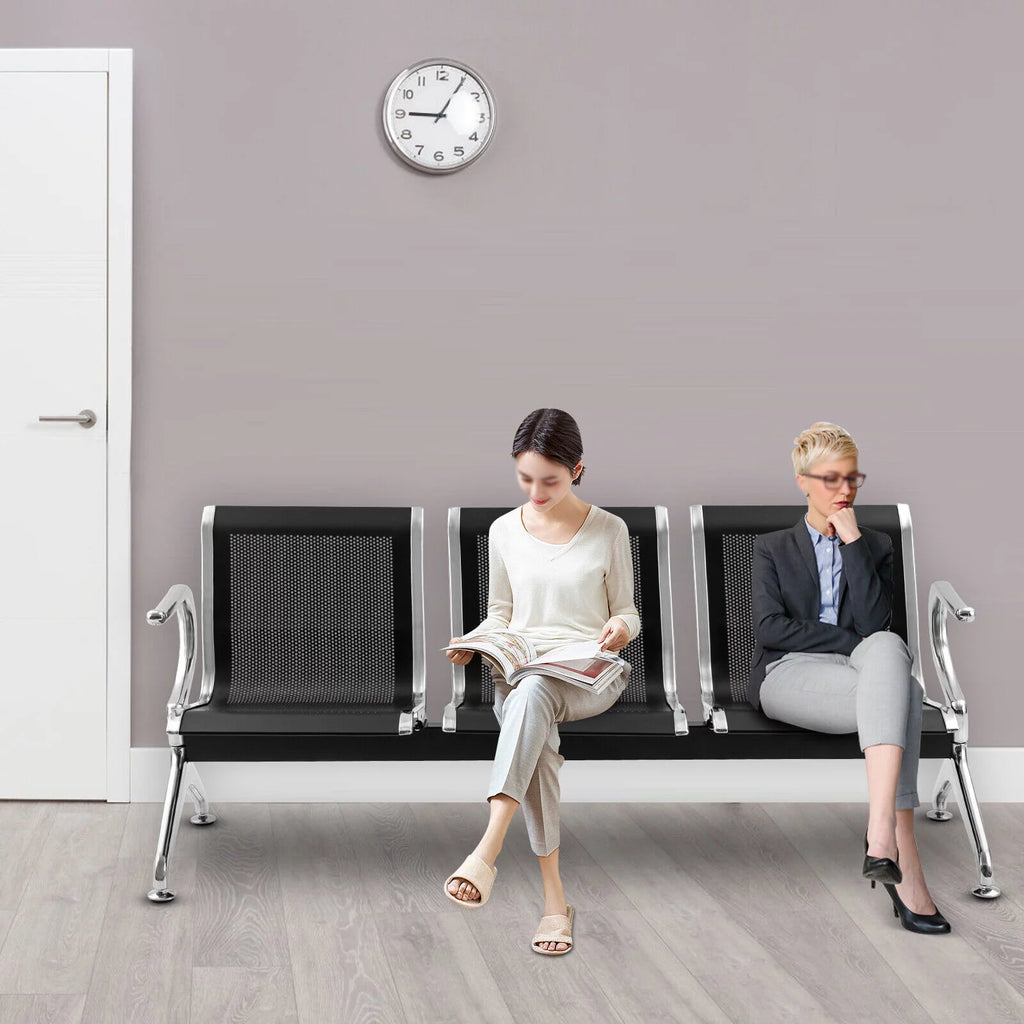 Black 3-Seat Waiting Room Chair with Arms H379450