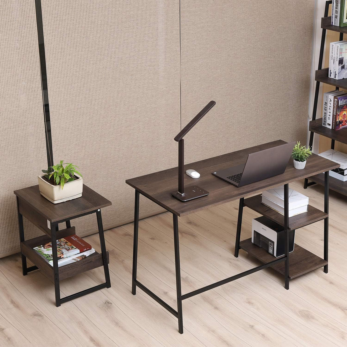 Smoky Oak Bookcase with Storage Shelf and Drawer V61745