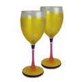 Set of 2 Yellow and Pink Hand Painted Wine Glasses 10.5 oz R335487