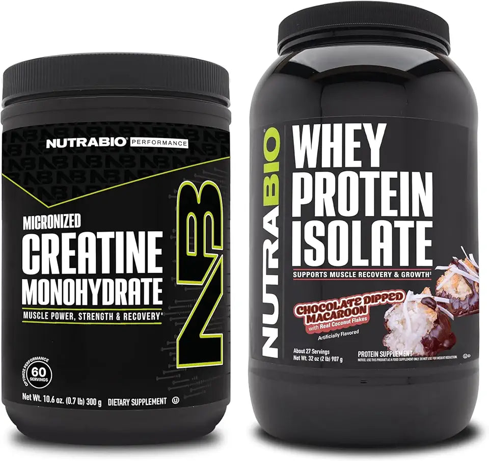 Unflavored Creatine Monohydrate and Chocolate Whey Protein Isolate Supplement Bundle R159221
