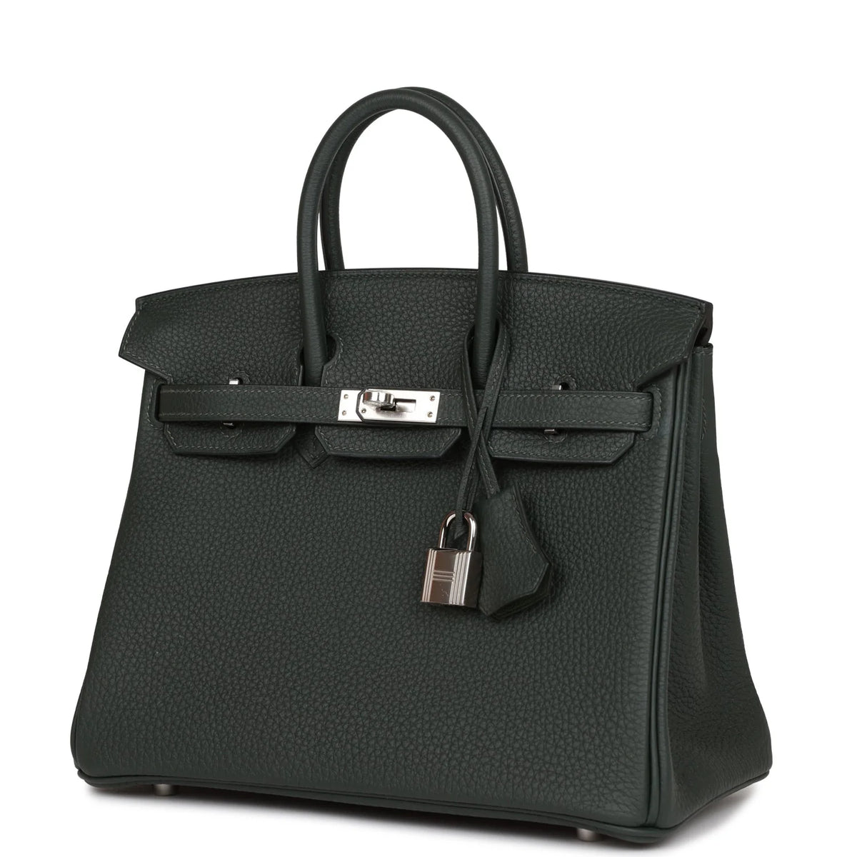Birkin 25 Vert Fonce Togo Palladium Hardware U766741