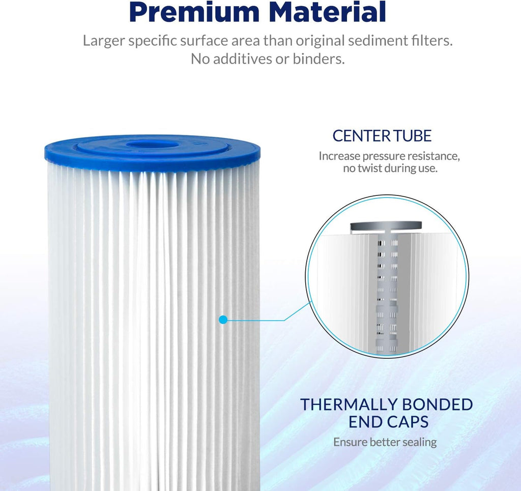 50 Micron Pleated Water Filter 10x4.5 Sediment Replacement Cartridge (4 Pack) C608019