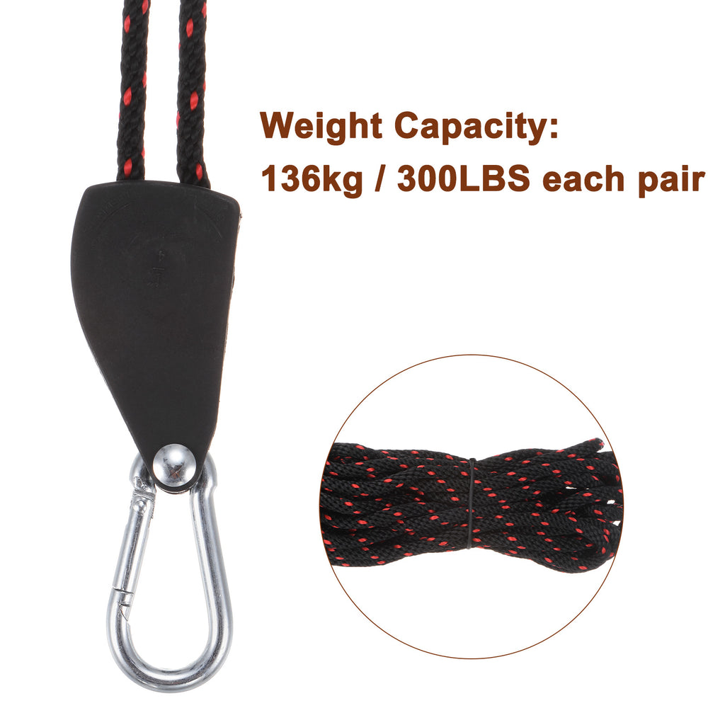 2 Pieces 1/4" (6mm) Ratchet Rope Hanger Metal Gear 16.4ft Tie Down Strap P557