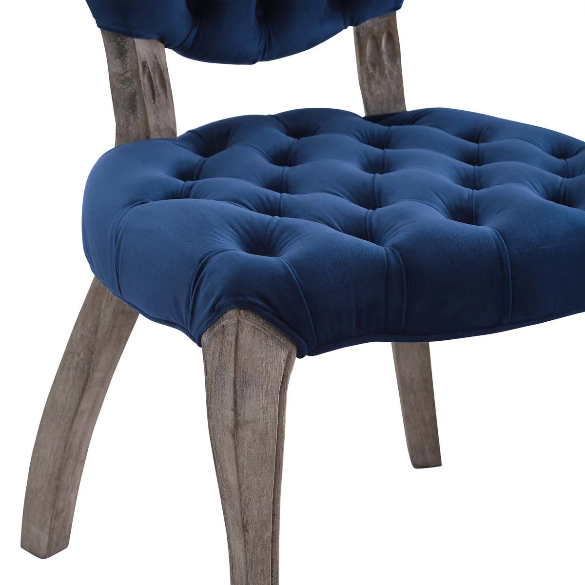 Navy Blue Velvet Wood Side Chair V109819