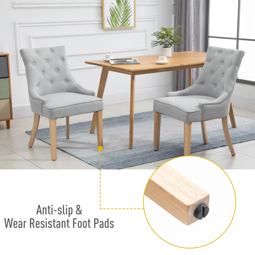 Light Grey Fabric Dining Chairs Set of 2 J59710