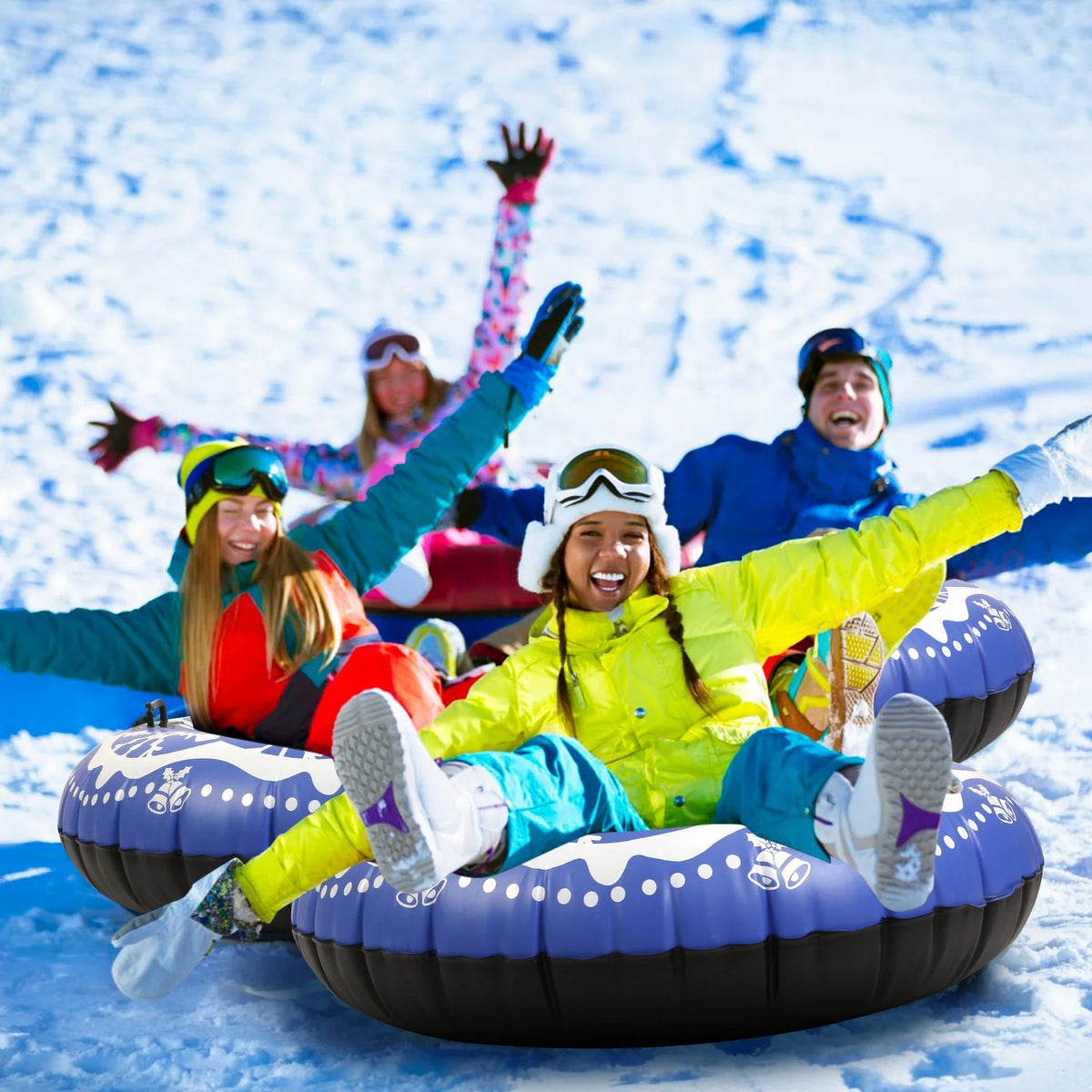 Blue Inflatable Snow Tube with Dual Handles I65071