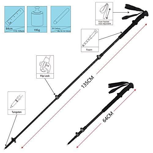 Telescopic 3K Carbon Fiber Trekking Poles F4004