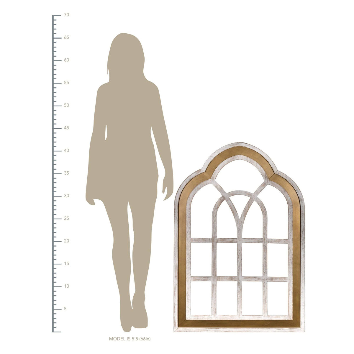 Distressed White and Gold Cathedral Window Wall Decor V482