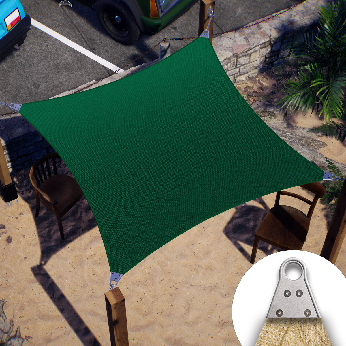 12' x 12' Green Square Sun Shade Sail Canopy O442