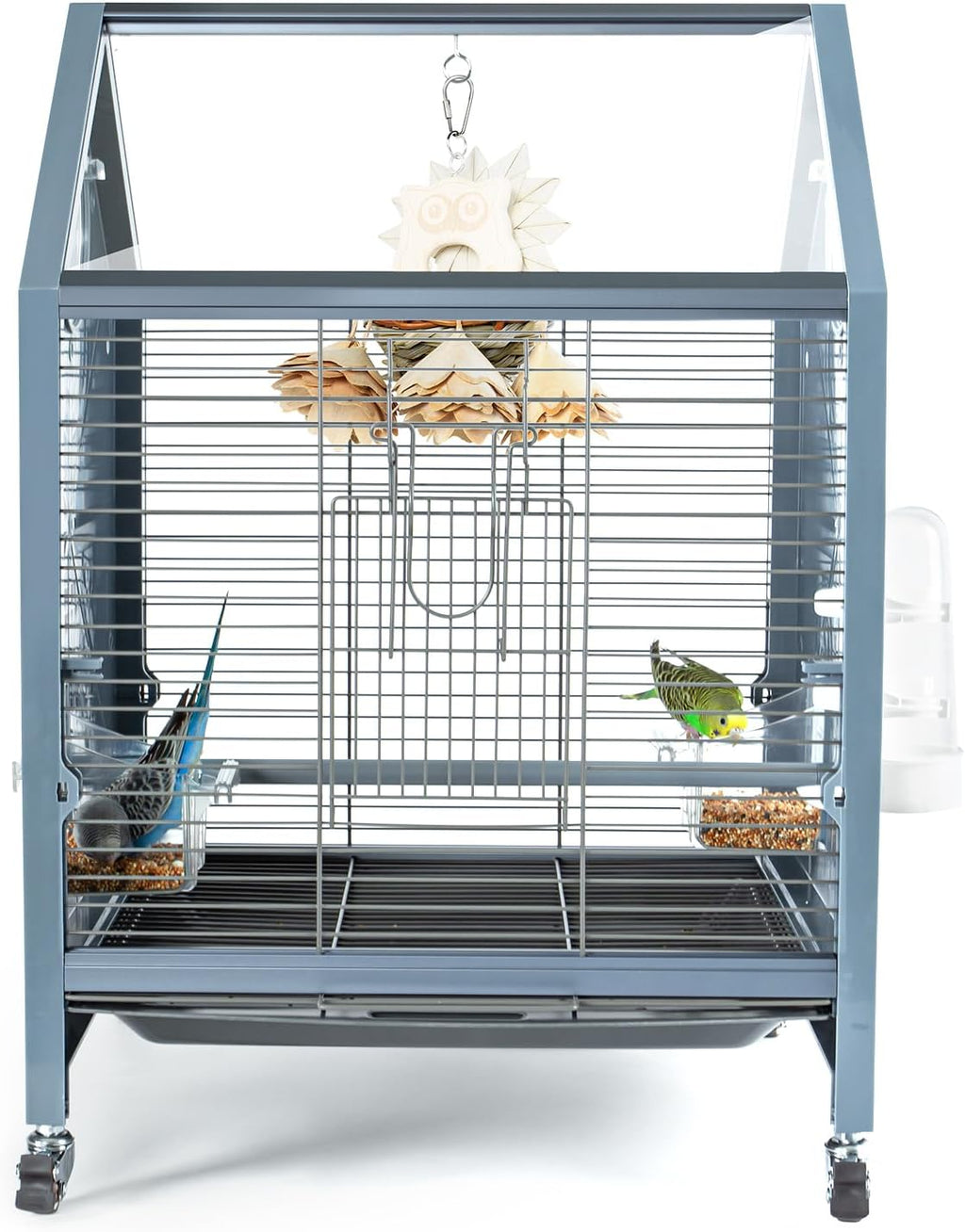 25 Inch Acrylic Bird Cage with Bird Feeders, Water Bottle, Perch Z234