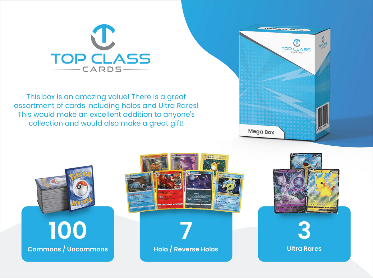 100 Cards Mega Box with 3 Ultra Rares and 7 Holo Cards H3009