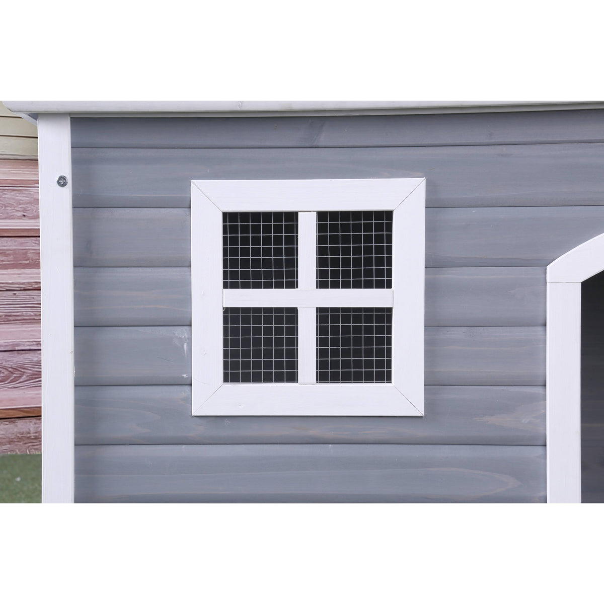 Grey Solid Wood Pet House V88818