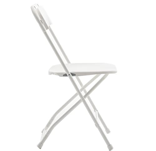 White Plastic Folding Chairs Steel Frame Set of 10 W5079