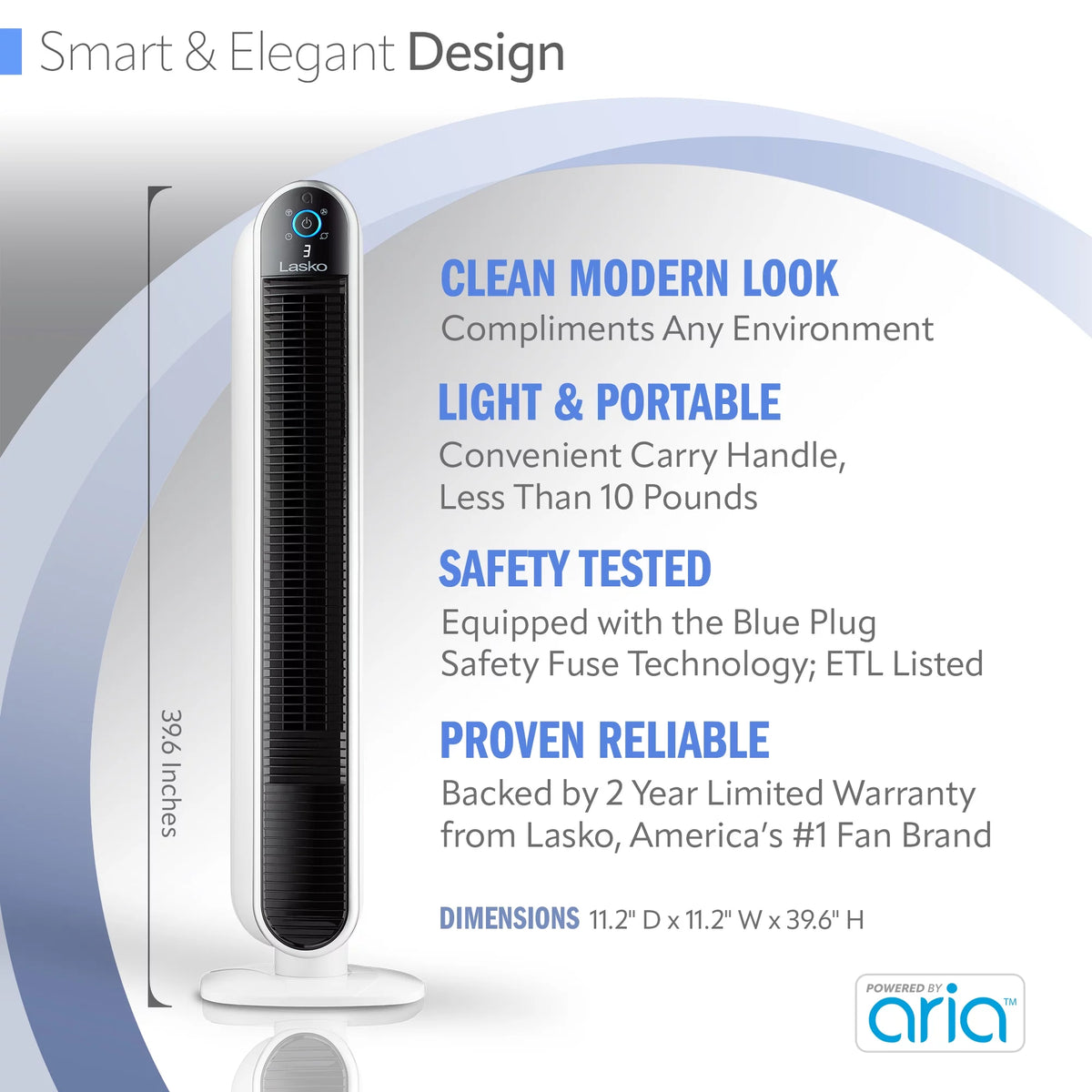 40" Smart Tower Fan with Wi-Fi, 5 Speeds Q418282