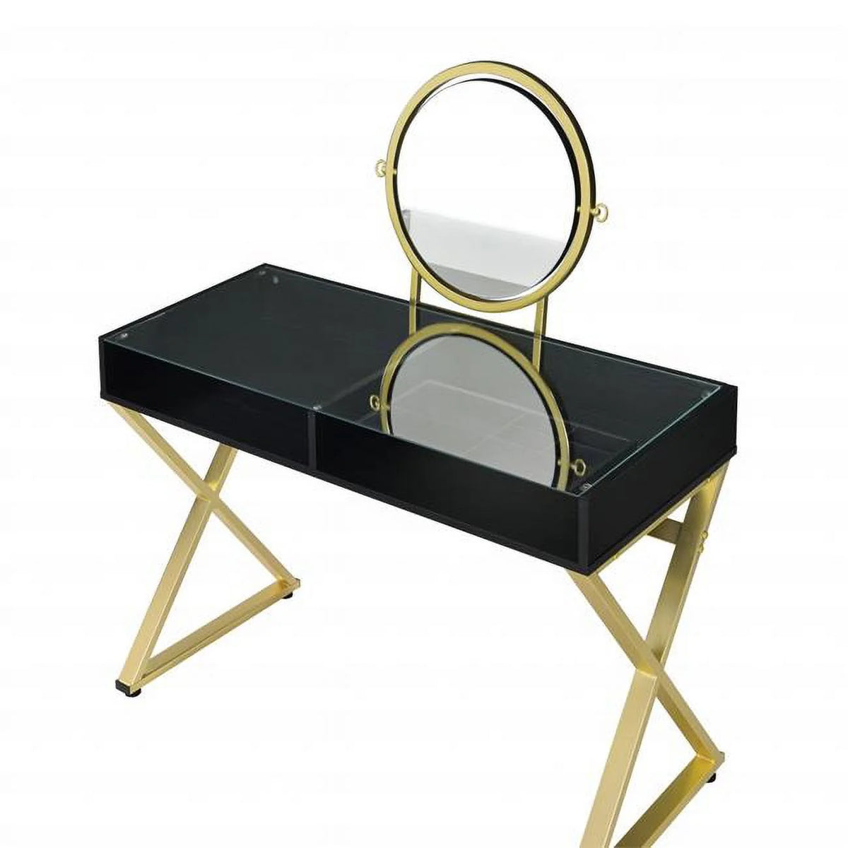 Black & Gold Mirrored Dresser J282