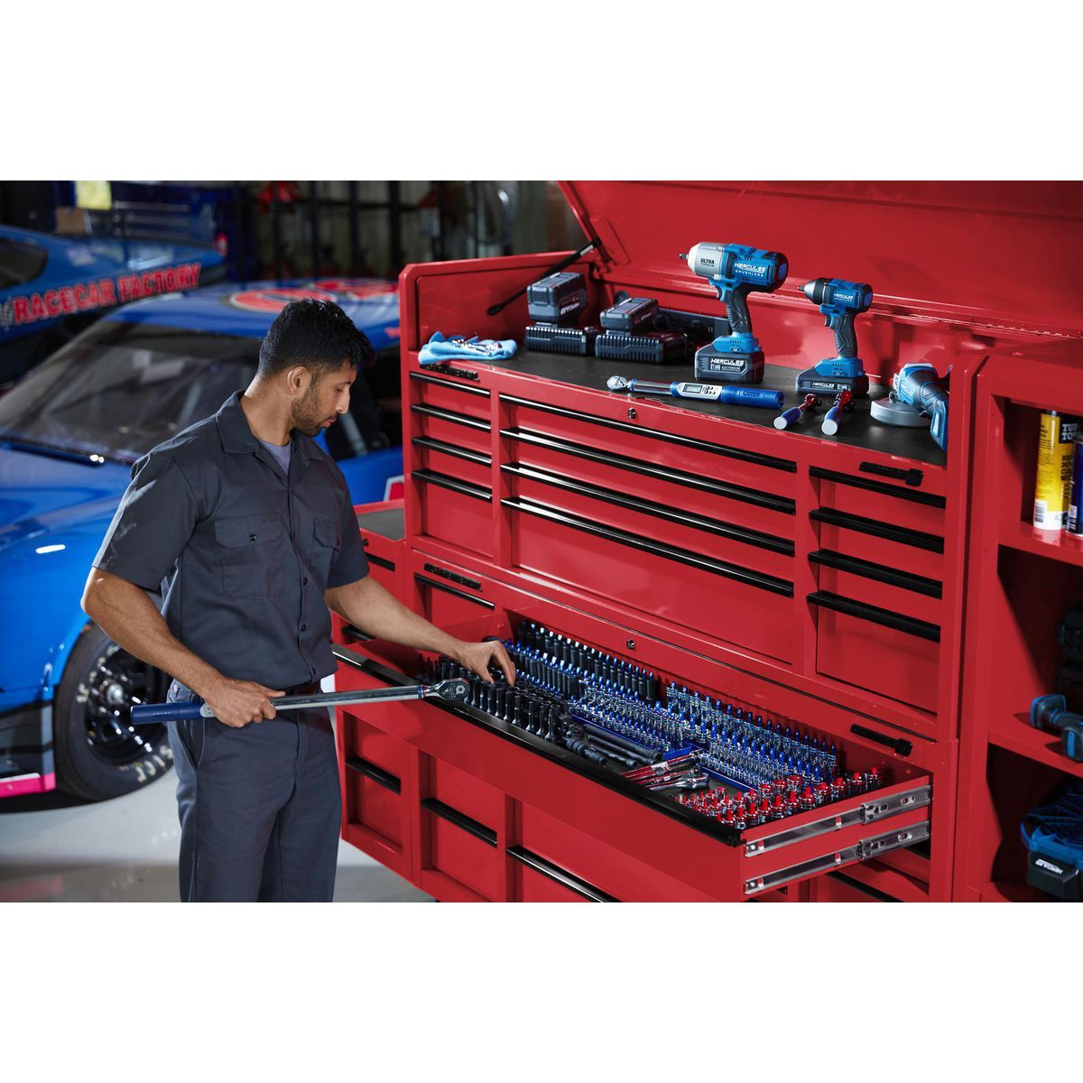 72 in. x 22 in. Triple Bank Top Chest, Red M807
