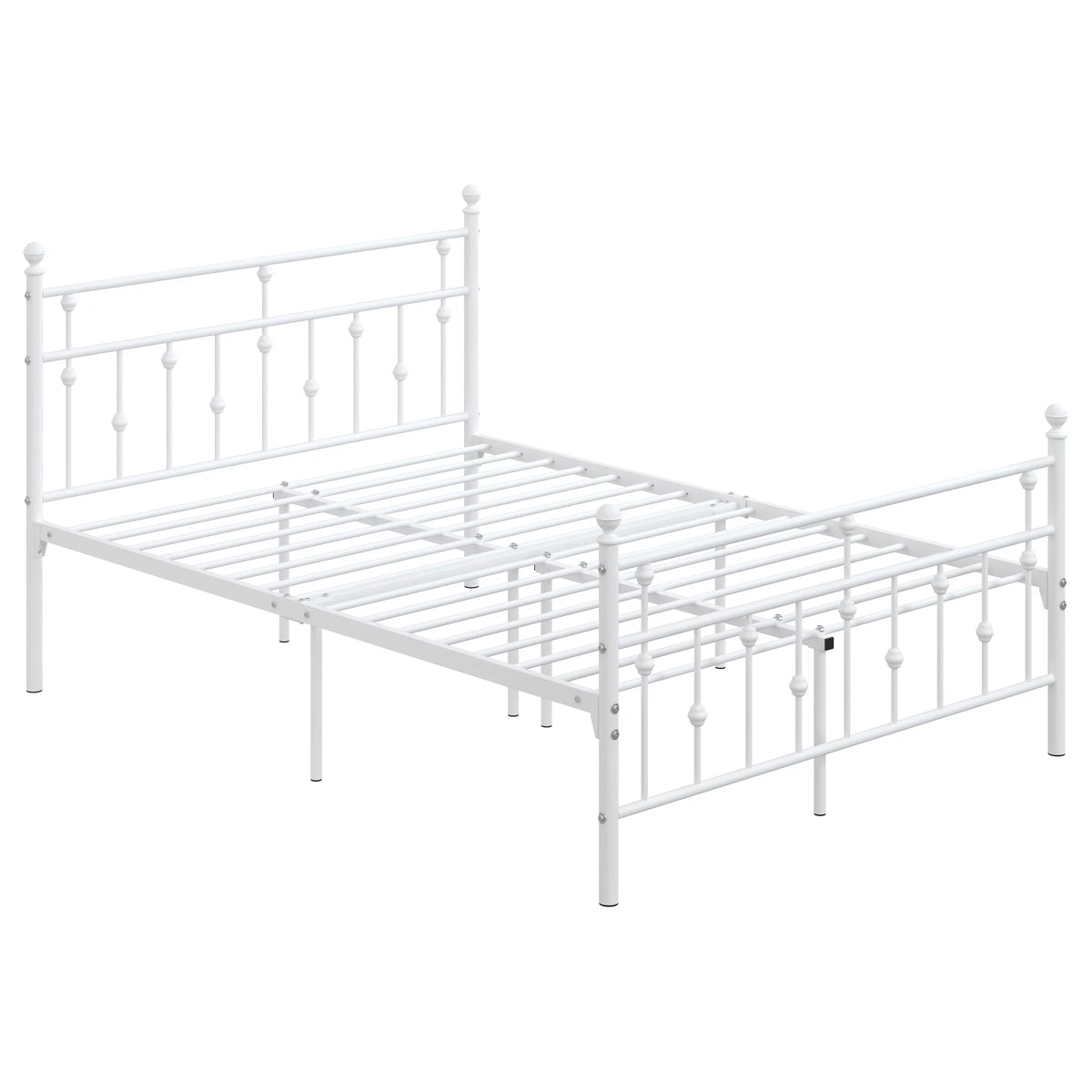 White Full Size Metal Platform Bed Frame with Headboard Footboard C823