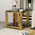 Stainless Steel Square Glass End Table O37927