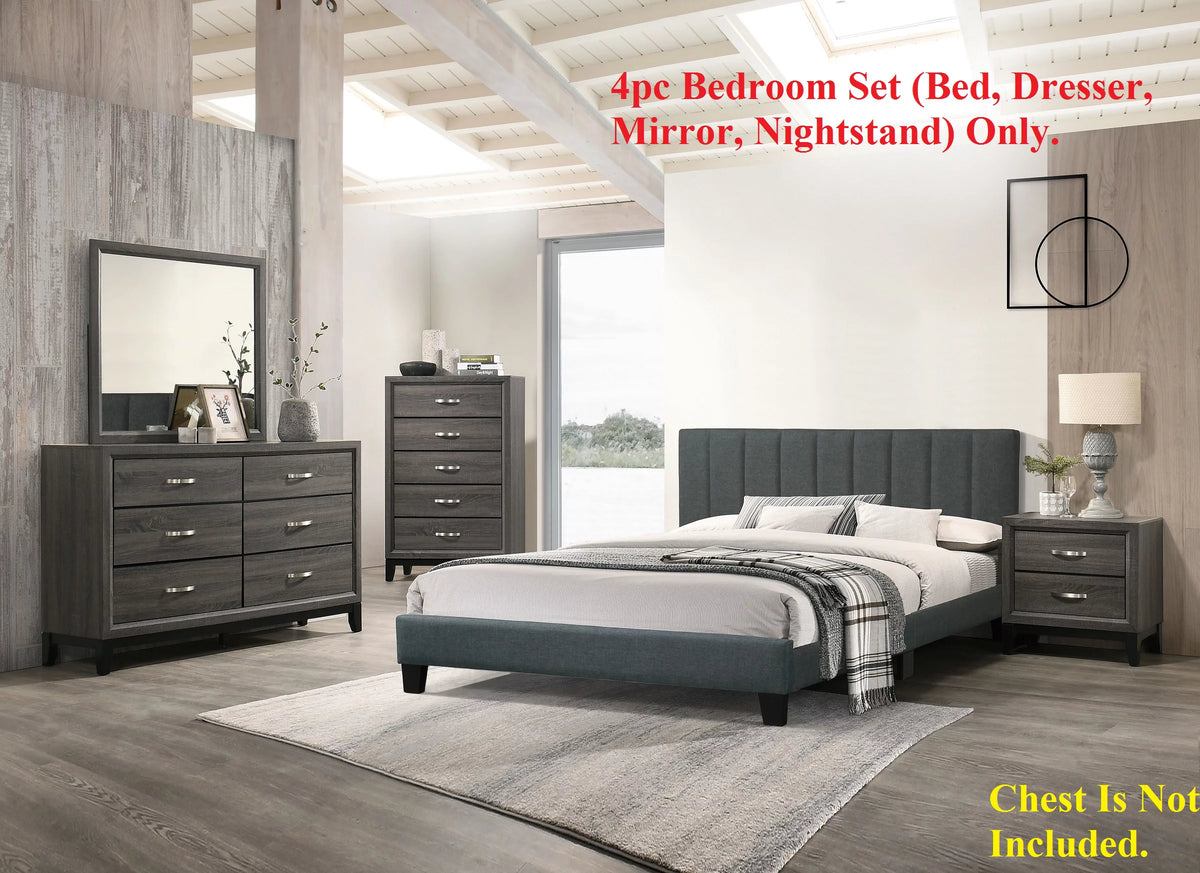 Charcoal Full Size 4pc Bedroom Furniture Set R8118