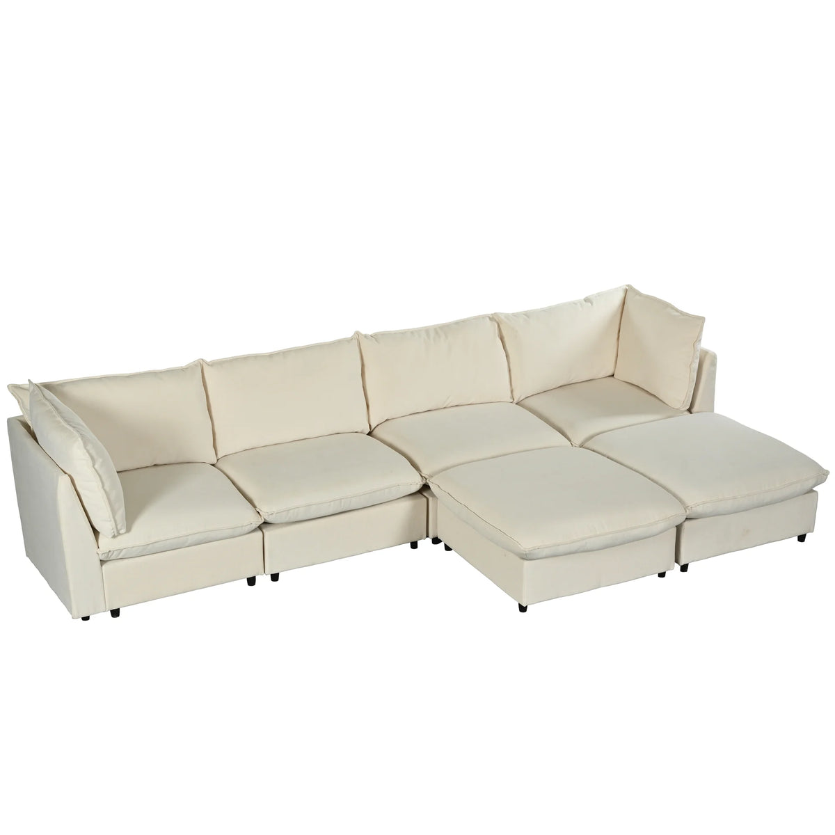 Large U-Shape Sectional Sofa with Removable Ottomans K394
