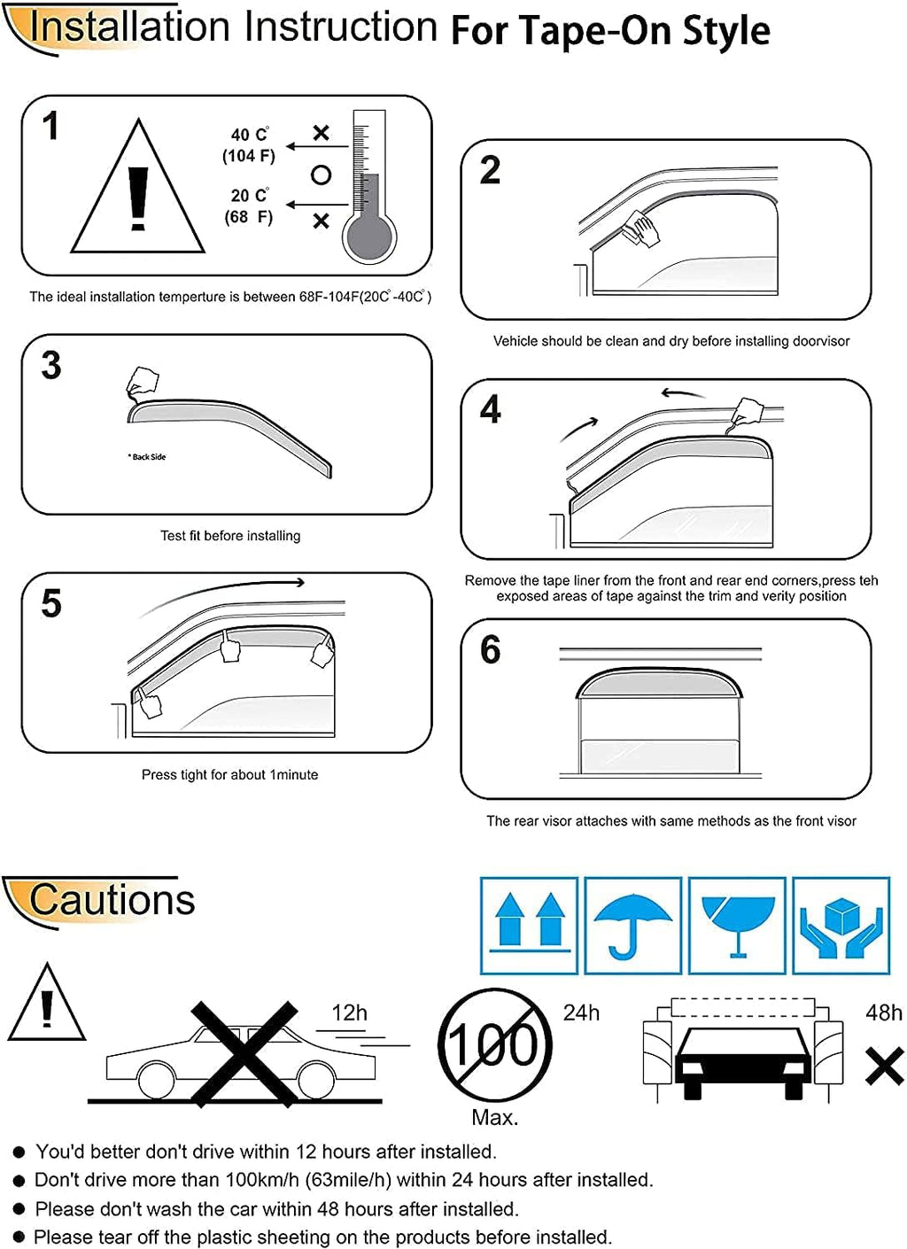 4pcs Tape-On Window Deflector Set C19613