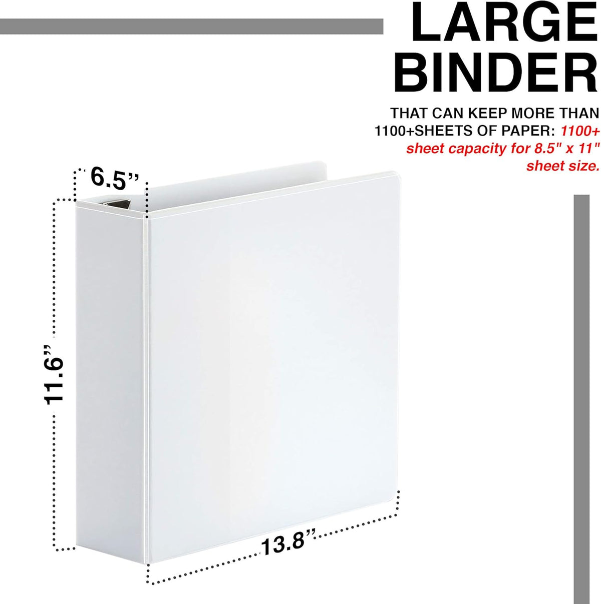 4 Pack 6 Inch Capacity D Ring Binder with Pockets White M9866