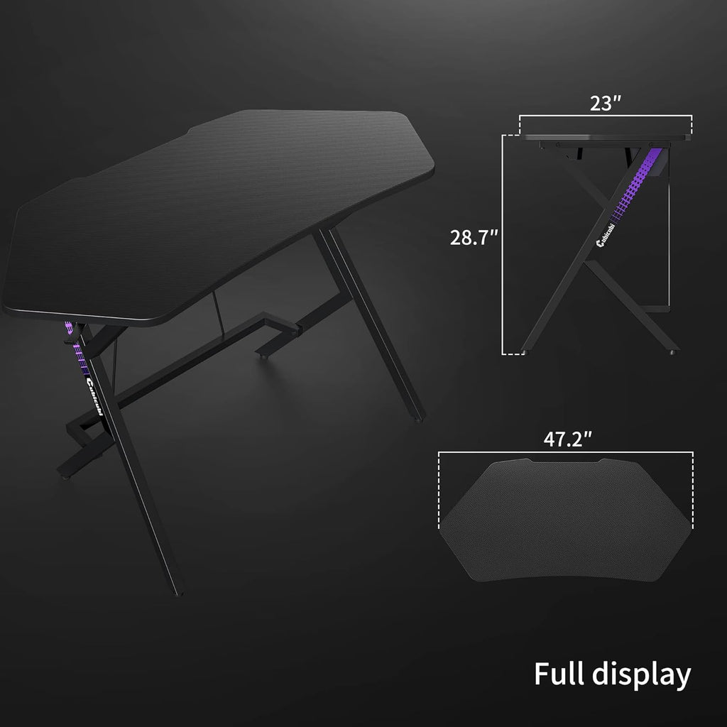 47 inch Gaming Desk with Carbon Fiber Surface and Cable Tray B563
